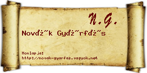 Novák Gyárfás névjegykártya